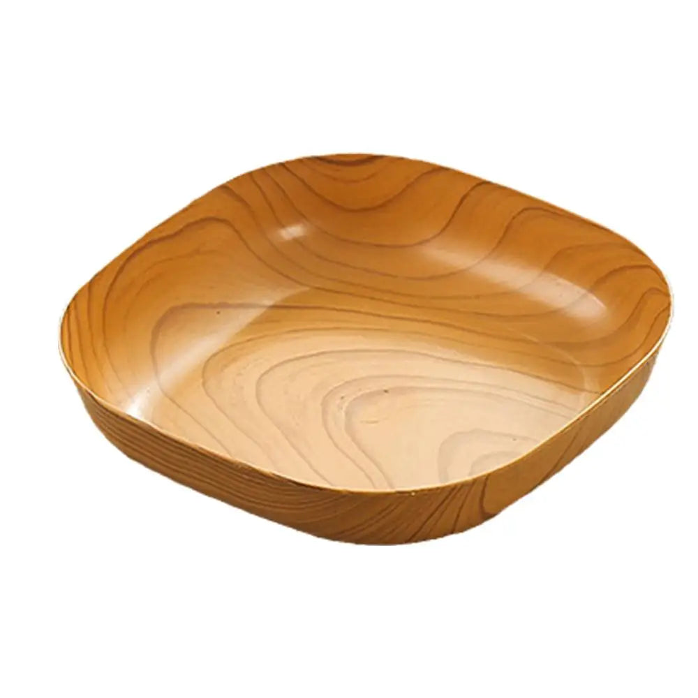 Japanisches Teller-Set mit Holzmaserung – Quadratisch & Schlicht