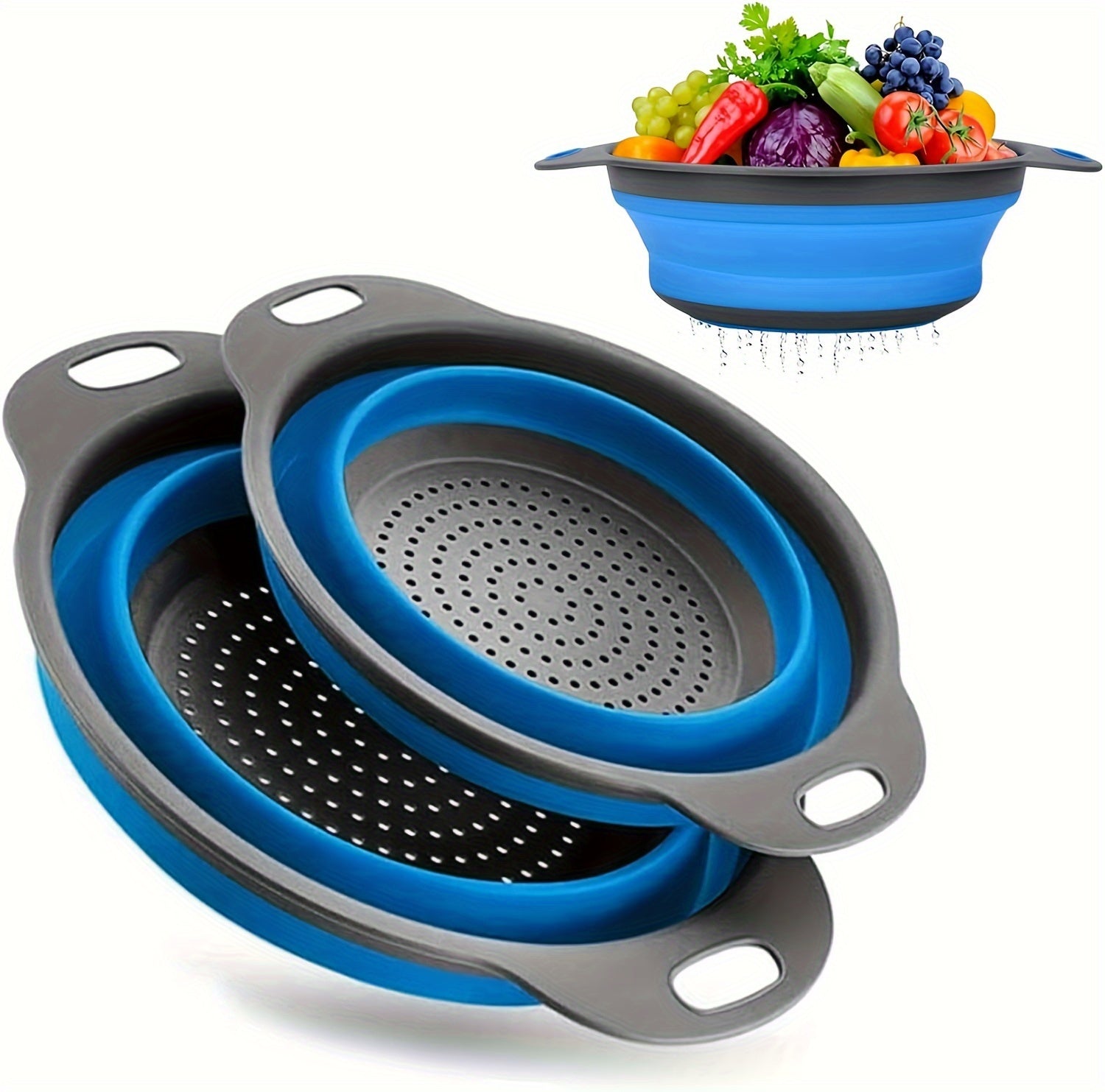 Faltbarer Küchen-Abtropfkorb – Groß & Klein im Set